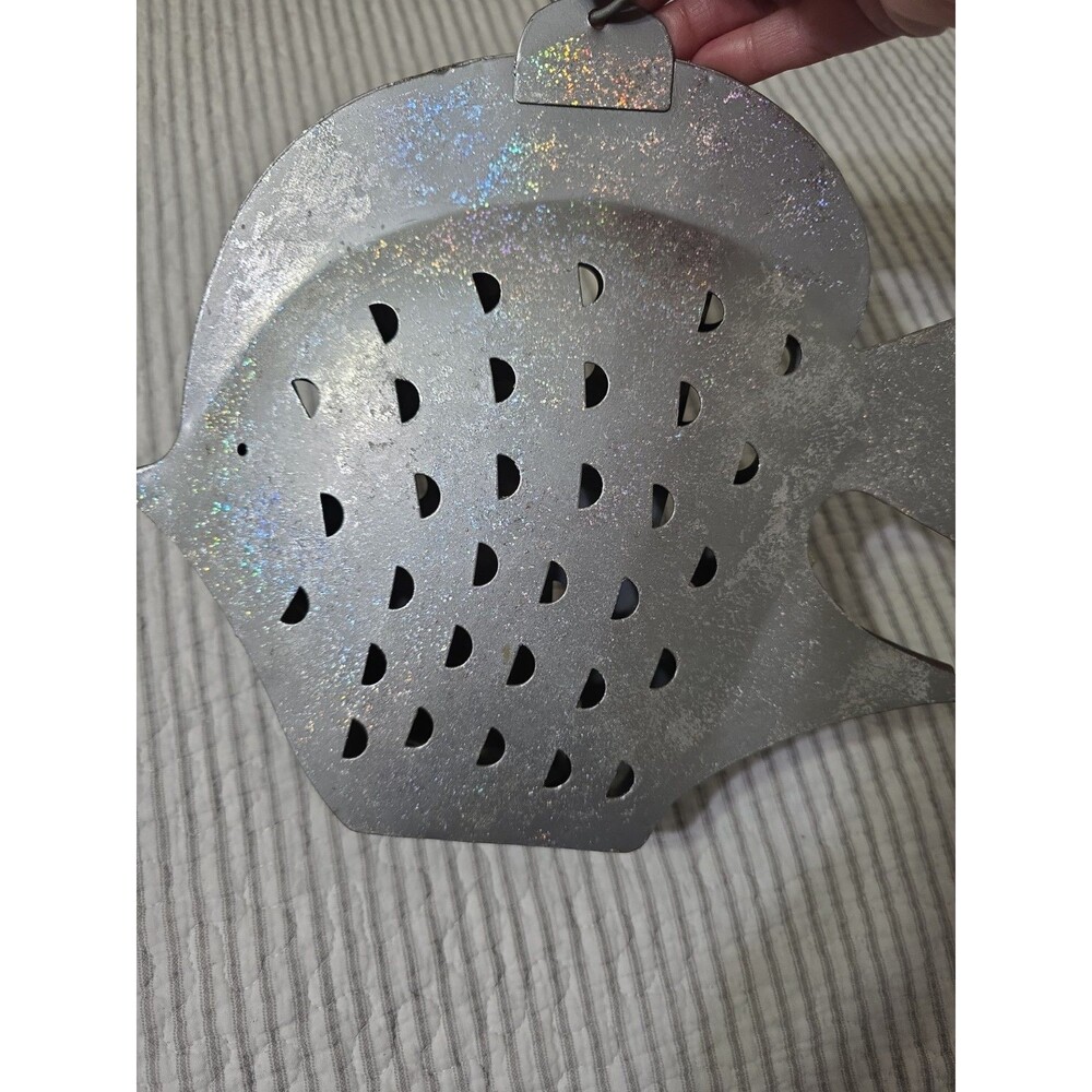 Holographic Glitter Fish Votive Candle Hanger Holder Lantern Coastal Nautical